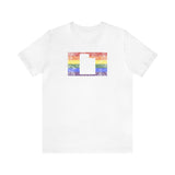 Utah Pride Flag Tee: Rainbow LGBTQ+ State Silhouette Distressed Shirt