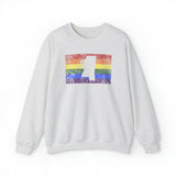 Mississippi Pride Flag Sweater: Rainbow LGBTQ+ State Silhouette Distressed Sweatshirt