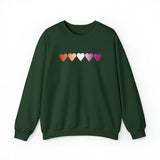 Lesbian Flag Hearts Sweatshirt: Pride LGBTQ+ Gradient Design
