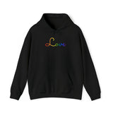 Pride Flag Love Script Hoodie: Subtly Elegant Pride Sweatshirt