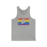 Maine Pride Flag Tank: Rainbow LGBTQ+ State Silhouette Distressed Tank-Top