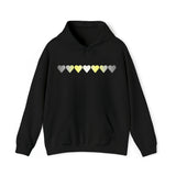 Demigender Flag Hearts Hoodie: Pride LGBTQ+ Gradient Design