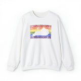 Kentucky Pride Flag Sweater: Rainbow LGBTQ+ State Silhouette Distressed Sweatshirt