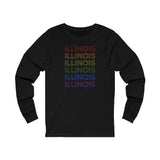 Illinois LGBTQ+ Pride Flag, Faded Black Long Sleeve Tee