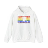 Alaska Pride Flag Hoodie: Rainbow LGBTQ+ State Silhouette Distressed Hooded Sweatshirt