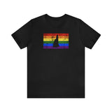 New Hampshire Pride Flag Tee: Rainbow LGBTQ+ State Silhouette Distressed Shirt