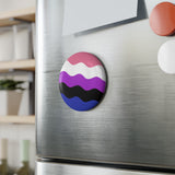 Genderfluid Pride Flag Magnet: Ripple Round Button for Fridge