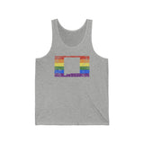 New Mexico Pride Flag Tank: Rainbow LGBTQ+ State Silhouette Distressed Tank-Top
