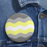 Demigender Pride Flag Pin: Round Button with Wavey Design