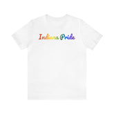 Indiana Pride T-Shirt: Flowing Cursive Design with LGBTQ+ Gradient