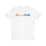 Indiana Pride T-Shirt: Flowing Cursive Design with LGBTQ+ Gradient