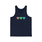 Polysexual Flag Hearts Tank-Top: Pride LGBTQ+ Gradient Design