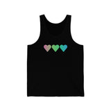 Polysexual Flag Hearts Tank-Top: Pride LGBTQ+ Gradient Design