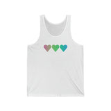 Polysexual Flag Hearts Tank-Top: Pride LGBTQ+ Gradient Design