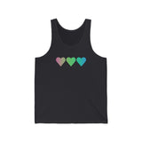 Polysexual Flag Hearts Tank-Top: Pride LGBTQ+ Gradient Design