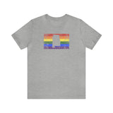Alabama Pride Flag Tee: Rainbow LGBTQ+ State Silhouette Distressed Shirt