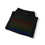 Massachusetts LGBTQ+ Pride Flag, Faded Black Hoodie