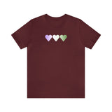 Genderqueer Flag Hearts T-Shirt: Pride LGBTQ+ Gradient Design