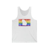 Georgia Pride Flag Tank: Rainbow LGBTQ+ State Silhouette Distressed Tank-Top
