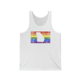 Georgia Pride Flag Tank: Rainbow LGBTQ+ State Silhouette Distressed Tank-Top