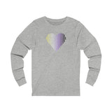 Nonbinary Heart Lines Long Sleeve T-Shirt: Pride Gradient Tee