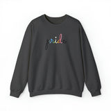Queer Pride Sweater: Flowing Cursive 'Pride' in Gradient Hues