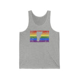 Vermont Pride Flag Tank: Rainbow LGBTQ+ State Silhouette Distressed Tank-Top