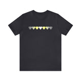 Demigender Flag Hearts T-Shirt: Pride LGBTQ+ Gradient Design