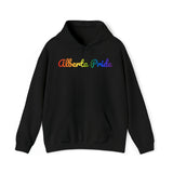 Alberta Pride Hoodie: Flowing Cursive Design with LGBTQ+ Gradient