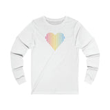 Pansexual Heart Lines Long Sleeve T-Shirt: Pride Gradient Tee