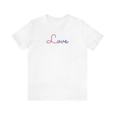 Bisexual Love Script Tee: Subtly Elegant Pride T-Shirt