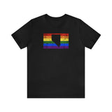 Nevada Pride Flag Tee: Rainbow LGBTQ+ State Silhouette Distressed Shirt