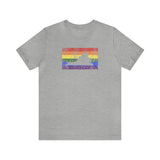 Virginia Pride Flag Tee: Rainbow LGBTQ+ State Silhouette Distressed Shirt