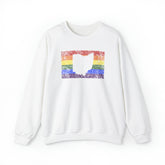 Ohio Pride Flag Sweater: Rainbow LGBTQ+ State Silhouette Distressed Sweatshirt