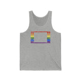 Wyoming Pride Flag Tank: Rainbow LGBTQ+ State Silhouette Distressed Tank-Top