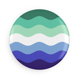 Gay Pride Flag Magnet: Ripple Round Button for Fridge