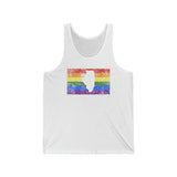 Illinois Pride Flag Tank: Rainbow LGBTQ+ State Silhouette Distressed Tank-Top