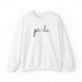 Philly Pride Flag Sweater: Flowing Cursive 'Pride' in Gradient Hues