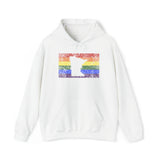 Minnesota Pride Flag Hoodie: Rainbow LGBTQ+ State Silhouette Distressed Hooded Sweatshirt