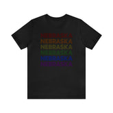 Nebraska LGBTQ+ Pride Flag, Faded Black T-Shirt