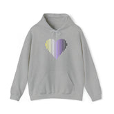 Nonbinary Heart Lines Hoodie: Pride Gradient Sweater