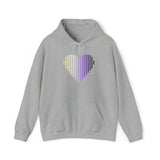 Nonbinary Heart Lines Hoodie: Pride Gradient Sweater