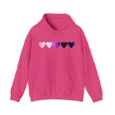 Genderfluid Flag Hearts Hoodie: Pride LGBTQ+ Gradient Design