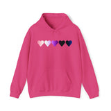Genderfluid Flag Hearts Hoodie: Pride LGBTQ+ Gradient Design