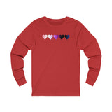Genderfluid Flag Hearts Long Sleeve Tee: Pride LGBTQ+ Gradient Design