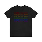 Rhode Island LGBTQ+ Pride Flag, Faded Black T-Shirt