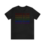 Rhode Island LGBTQ+ Pride Flag, Faded Black T-Shirt