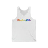 Manitoba Pride Tank Top: Flowing Cursive Design with LGBTQ+ Gradient