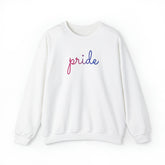 Bisexual Pride Sweater: Flowing Cursive 'Pride' in Gradient Hues