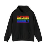 Hawaii Pride Flag Hoodie: Rainbow LGBTQ+ State Silhouette Distressed Hooded Sweatshirt